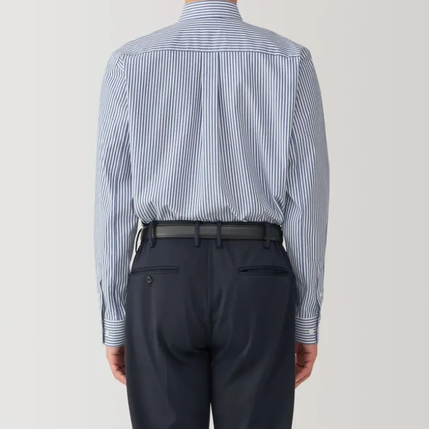 Men's Non-Iron Semi Wide Collar Striped Shirt