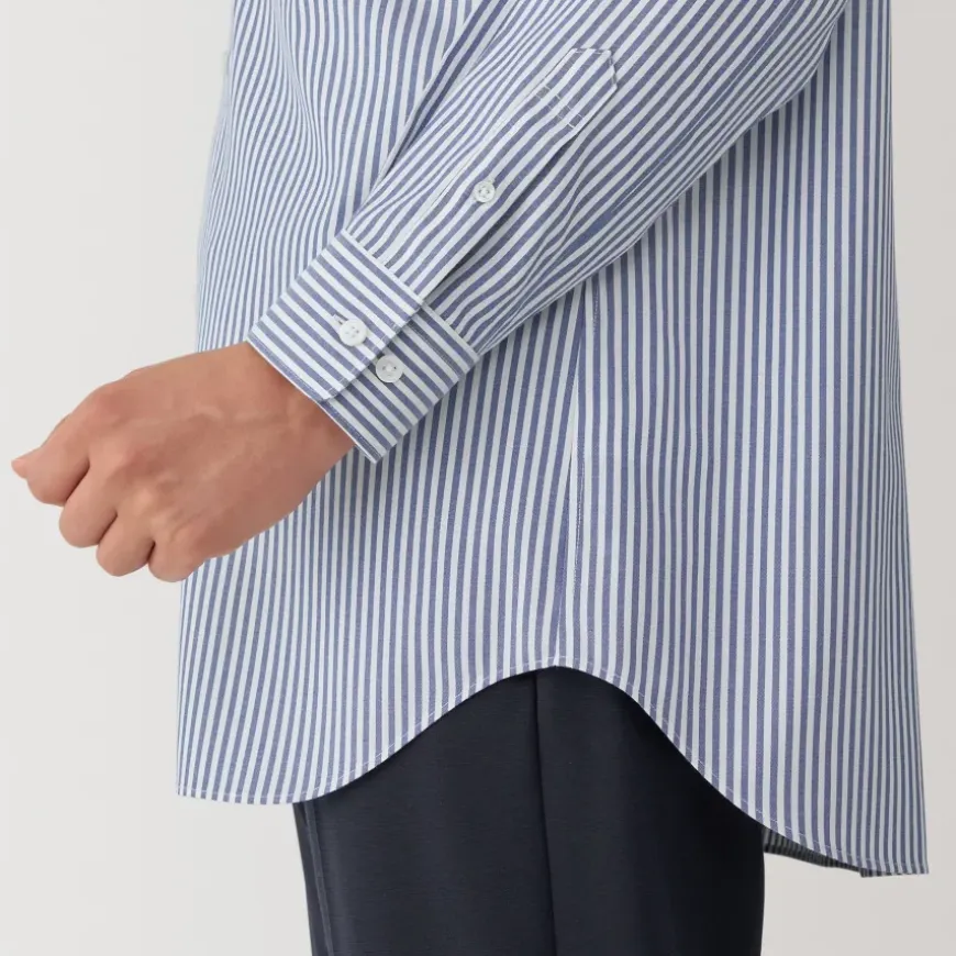 Men's Non-Iron Semi Wide Collar Striped Shirt