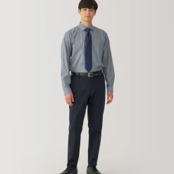 Men's Non-Iron Semi Wide Collar Striped Shirt
