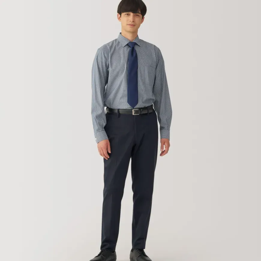 Men's Non-Iron Semi Wide Collar Striped Shirt