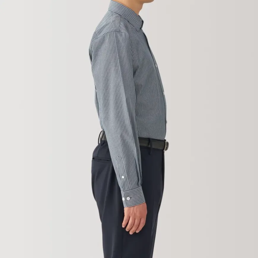 Men's Non-Iron Semi Wide Collar Striped Shirt