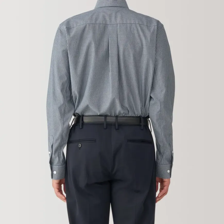 Men's Non-Iron Semi Wide Collar Striped Shirt