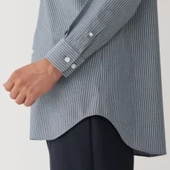 Men's Non-Iron Semi Wide Collar Striped Shirt