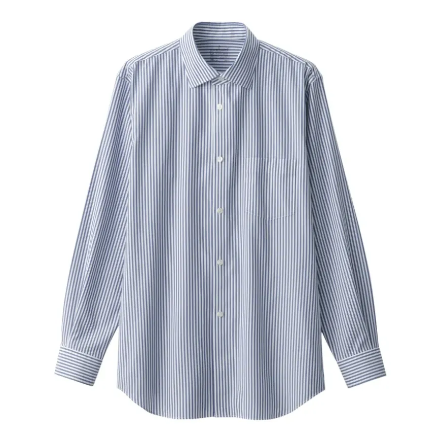 Men's Non-Iron Semi Wide Collar Striped Shirt
