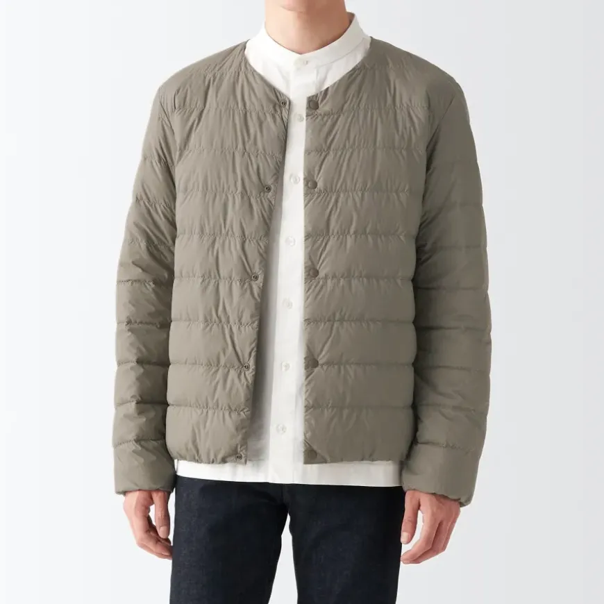 Men's Recycled Nylon Lightweight Collarless Down Jacket