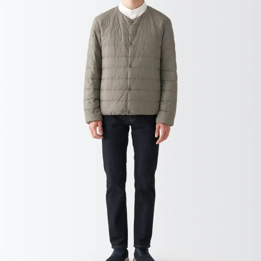 Men's Recycled Nylon Lightweight Collarless Down Jacket