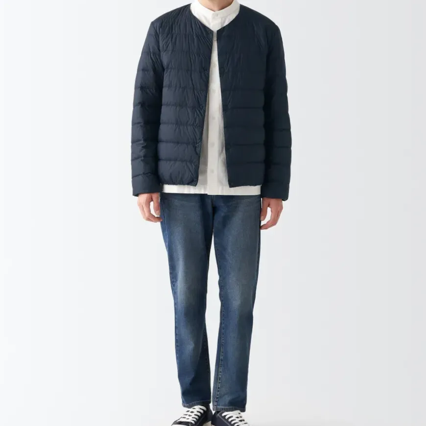 Men's Recycled Nylon Lightweight Collarless Down Jacket