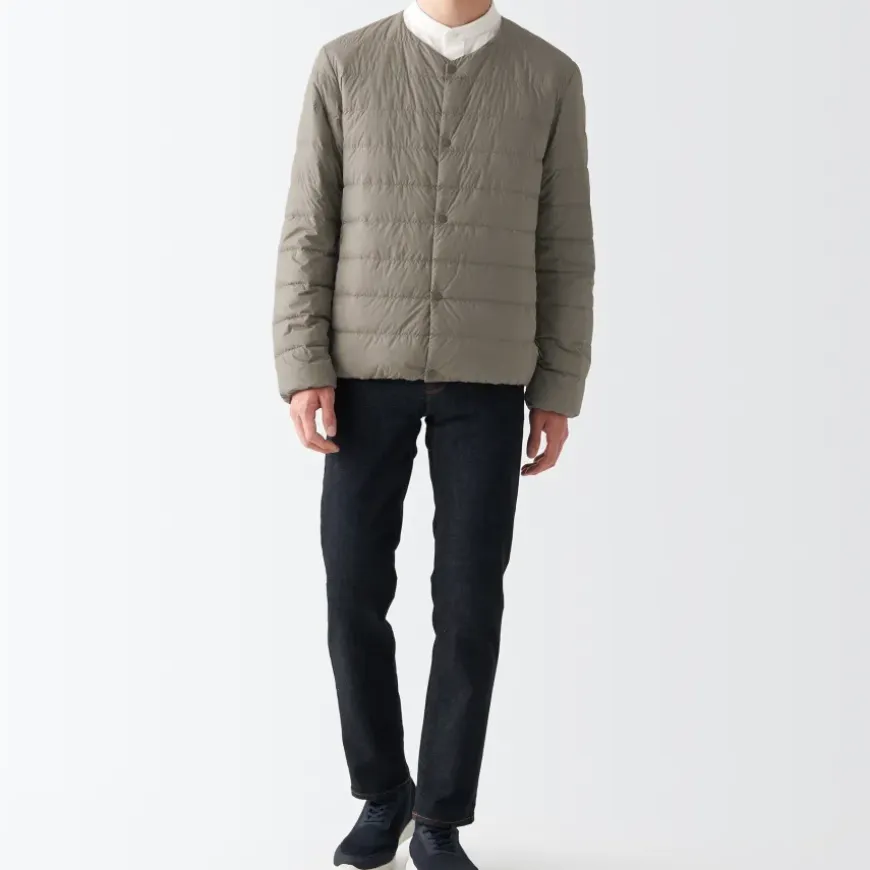 Men's Recycled Nylon Lightweight Collarless Down Jacket