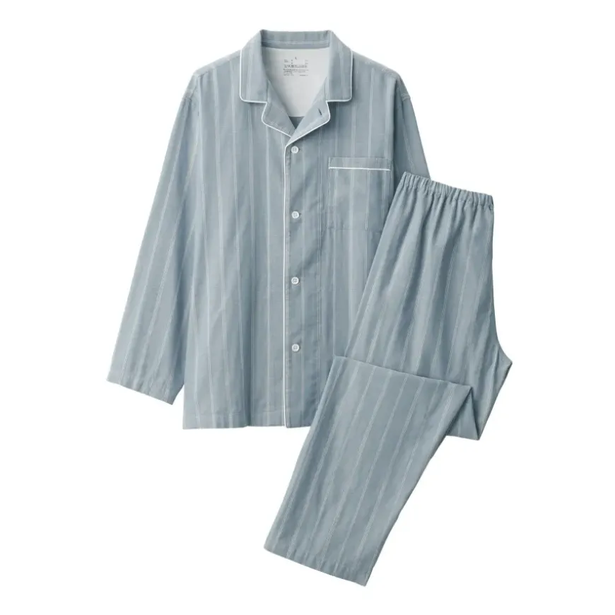 Men's Side Seamless Double Gauze Pajamas