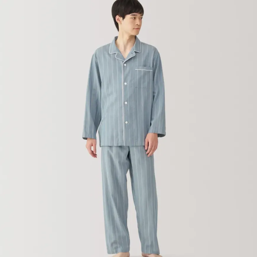 Men's Side Seamless Double Gauze Pajamas