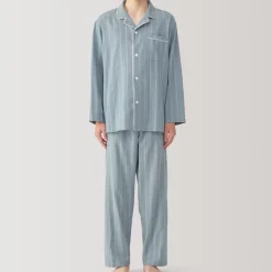 Men's Side Seamless Double Gauze Pajamas