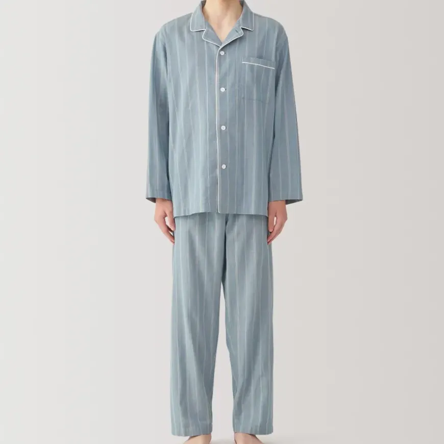 Men's Side Seamless Double Gauze Pajamas
