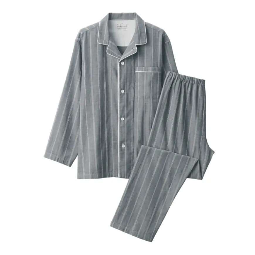 Men's Side Seamless Double Gauze Pajamas