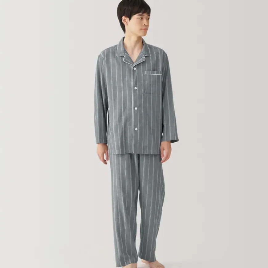 Men's Side Seamless Double Gauze Pajamas