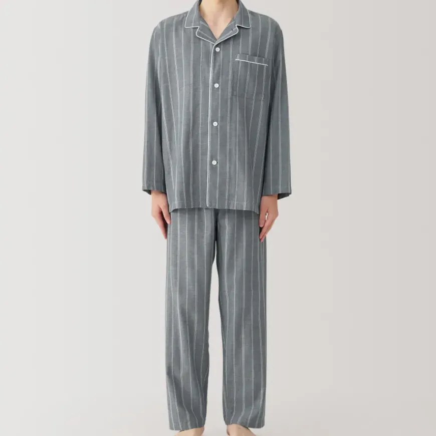 Men's Side Seamless Double Gauze Pajamas