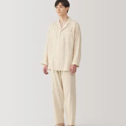 Men's Side Seamless Double Gauze Pajamas