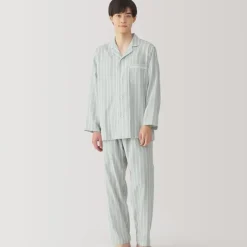 Men's Side Seamless Double Gauze Pajamas