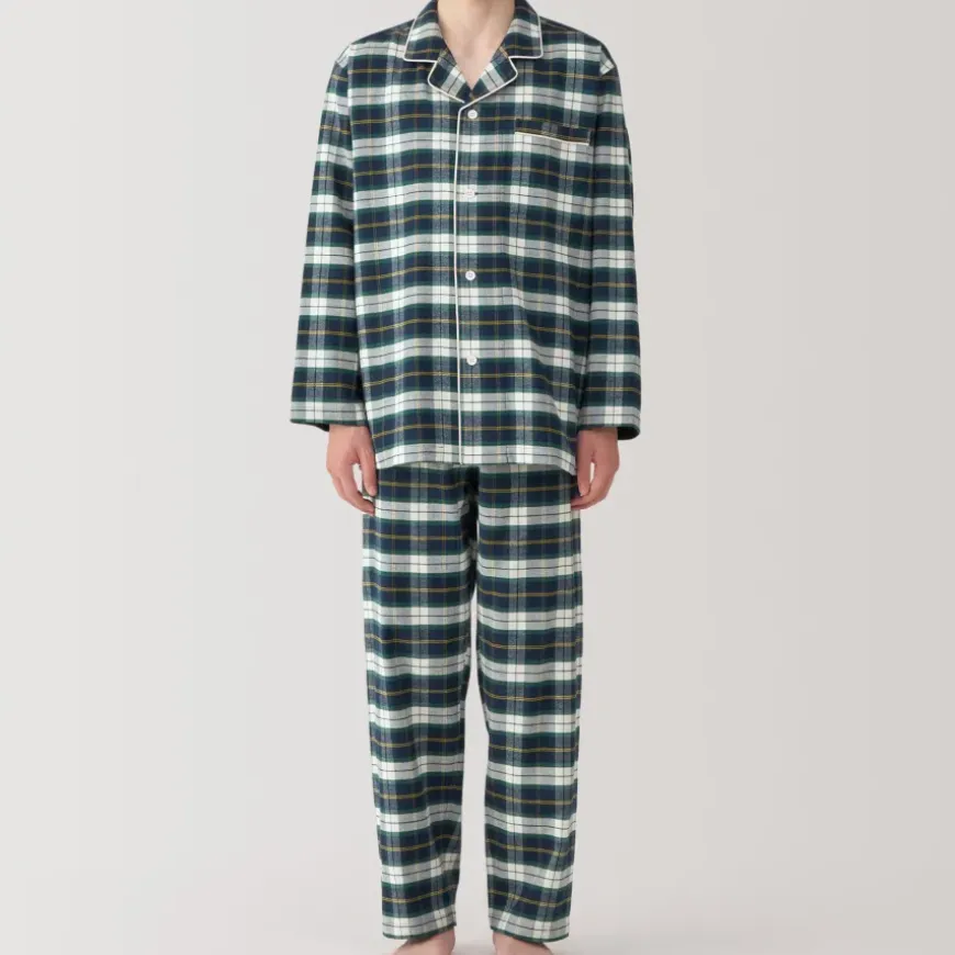 Men's Side Seamless Flannel Pajamas