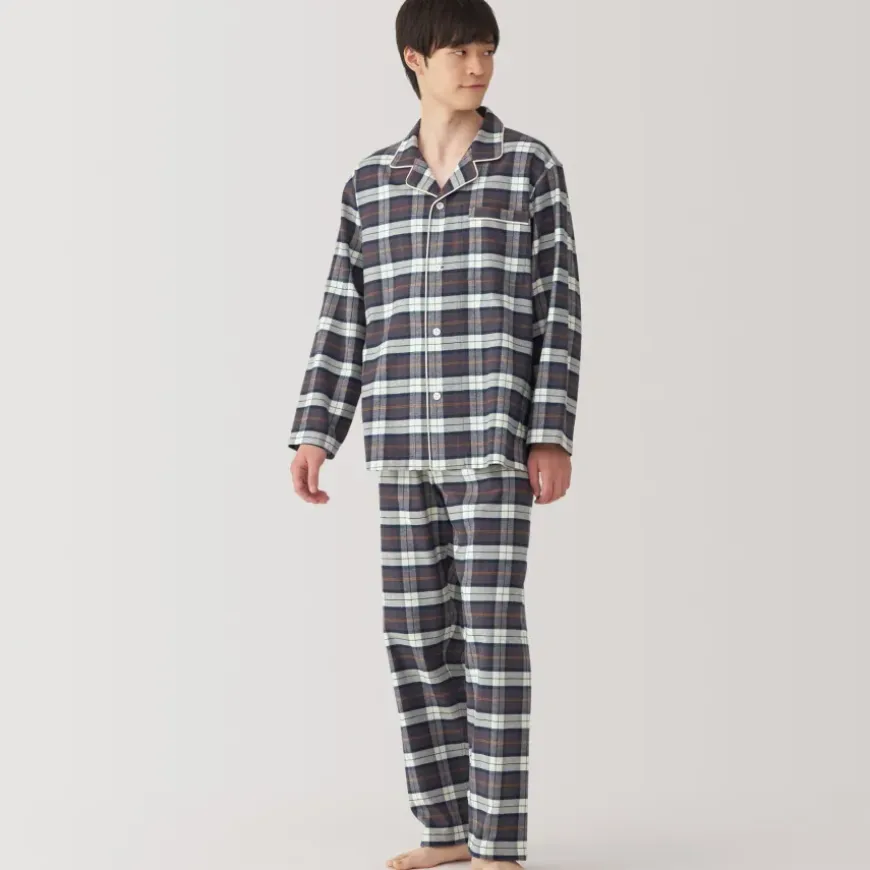 Men's Side Seamless Flannel Pajamas