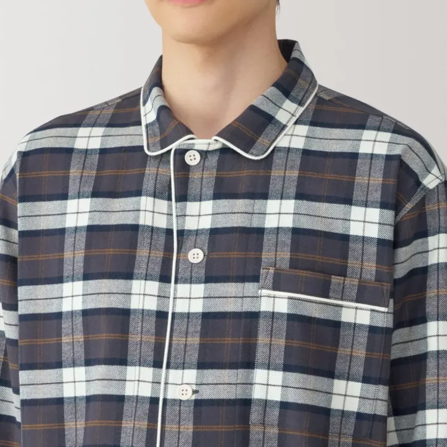 Men's Side Seamless Flannel Pajamas