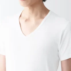 Men's Side Seamless Ribbed V Neck Short Sleeve T-Shirt