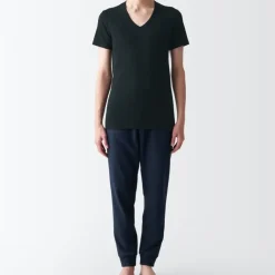 Men's Side Seamless Ribbed V Neck Short Sleeve T-Shirt