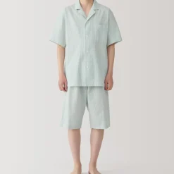 Men's Side Seamless Seersucker Short Sleeve Pajamas