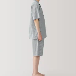 Men's Side Seamless Seersucker Short Sleeve Pajamas