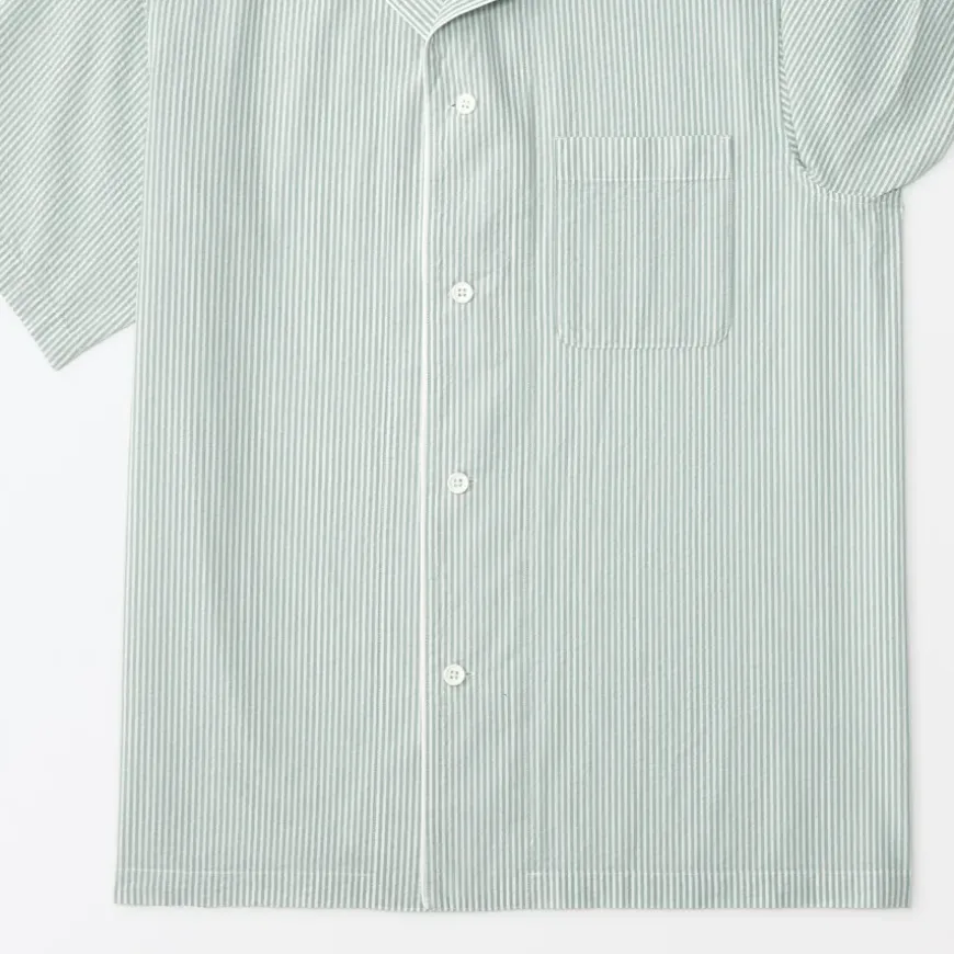Men's Side Seamless Seersucker Short Sleeve Pajamas