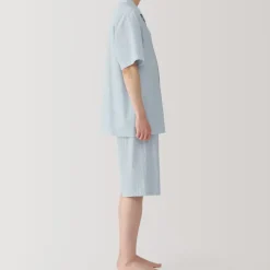Men's Side Seamless Seersucker Short Sleeve Pajamas