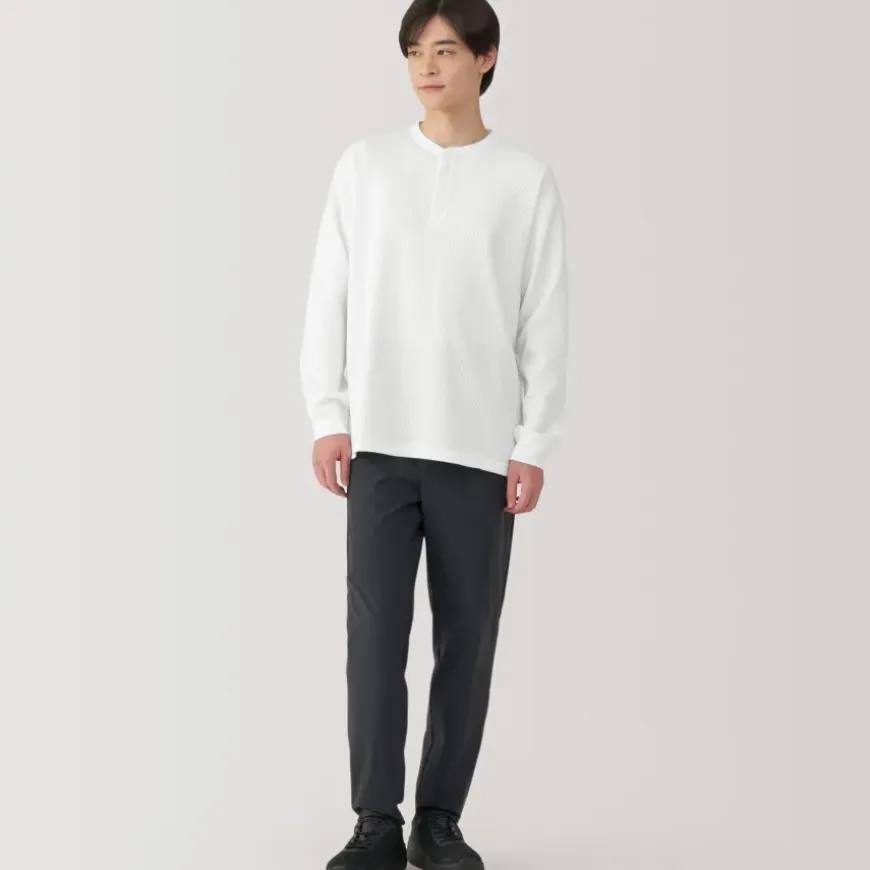 Men's UV Protection Waffle Henley Long-Sleeve T-Shirt
