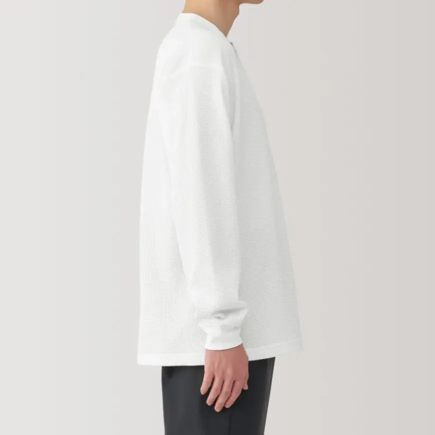 Men's UV Protection Waffle Henley Long-Sleeve T-Shirt