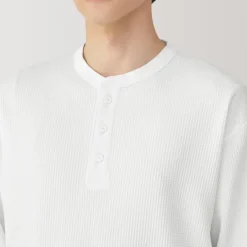 Men's UV Protection Waffle Henley Long-Sleeve T-Shirt