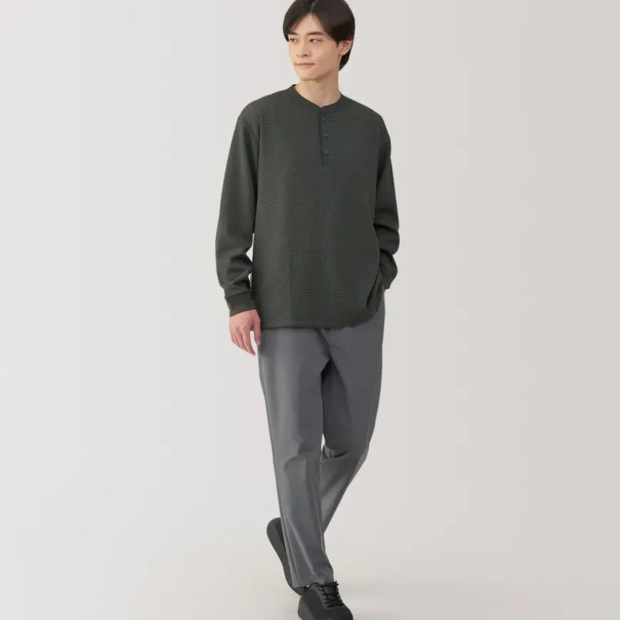 Men's UV Protection Waffle Henley Long-Sleeve T-Shirt