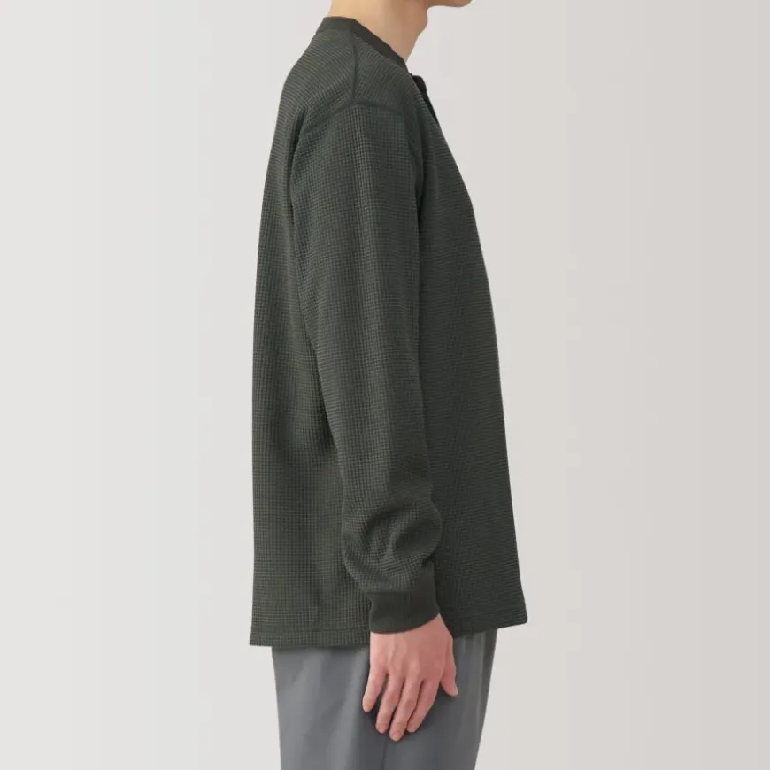 Men's UV Protection Waffle Henley Long-Sleeve T-Shirt