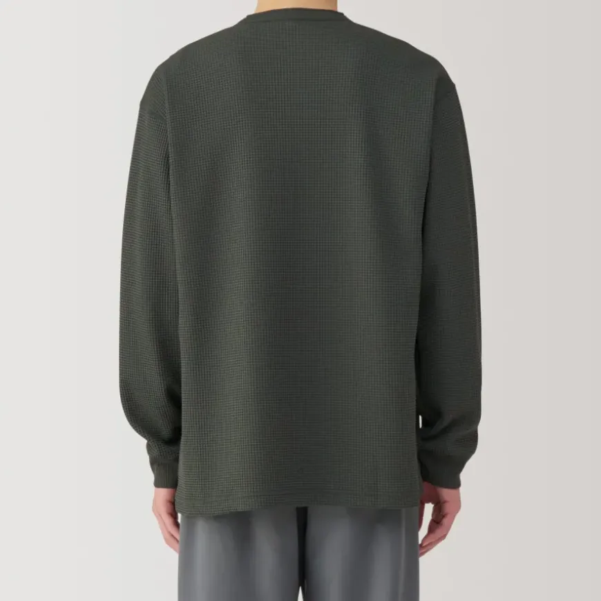 Men's UV Protection Waffle Henley Long-Sleeve T-Shirt