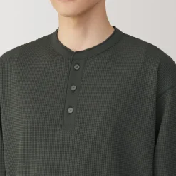 Men's UV Protection Waffle Henley Long-Sleeve T-Shirt