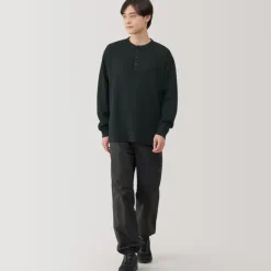 Men's UV Protection Waffle Henley Long-Sleeve T-Shirt
