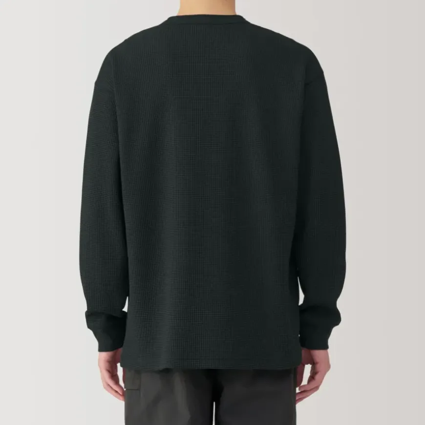 Men's UV Protection Waffle Henley Long-Sleeve T-Shirt