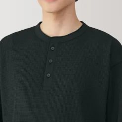 Men's UV Protection Waffle Henley Long-Sleeve T-Shirt