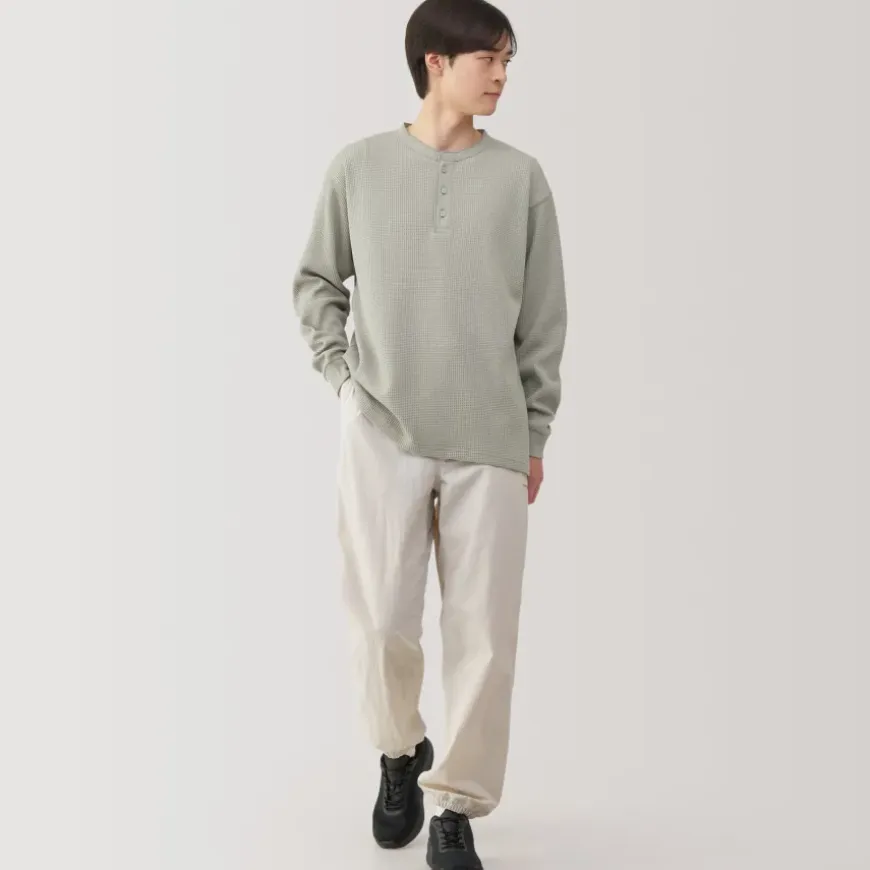 Men's UV Protection Waffle Henley Long-Sleeve T-Shirt