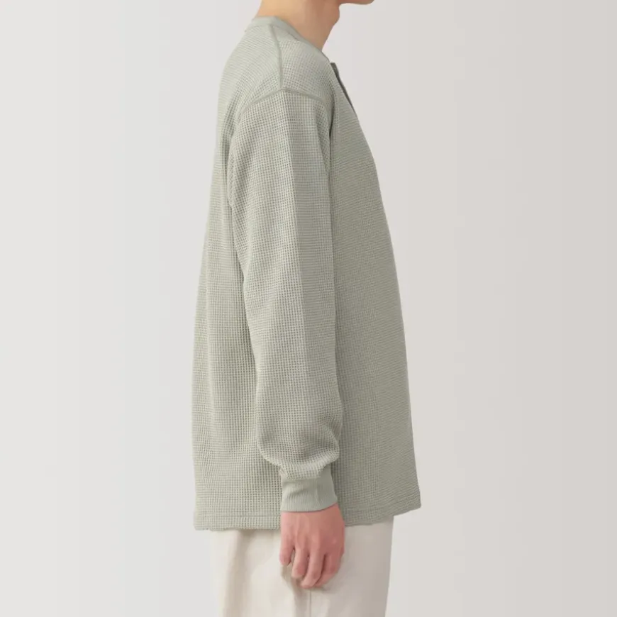 Men's UV Protection Waffle Henley Long-Sleeve T-Shirt