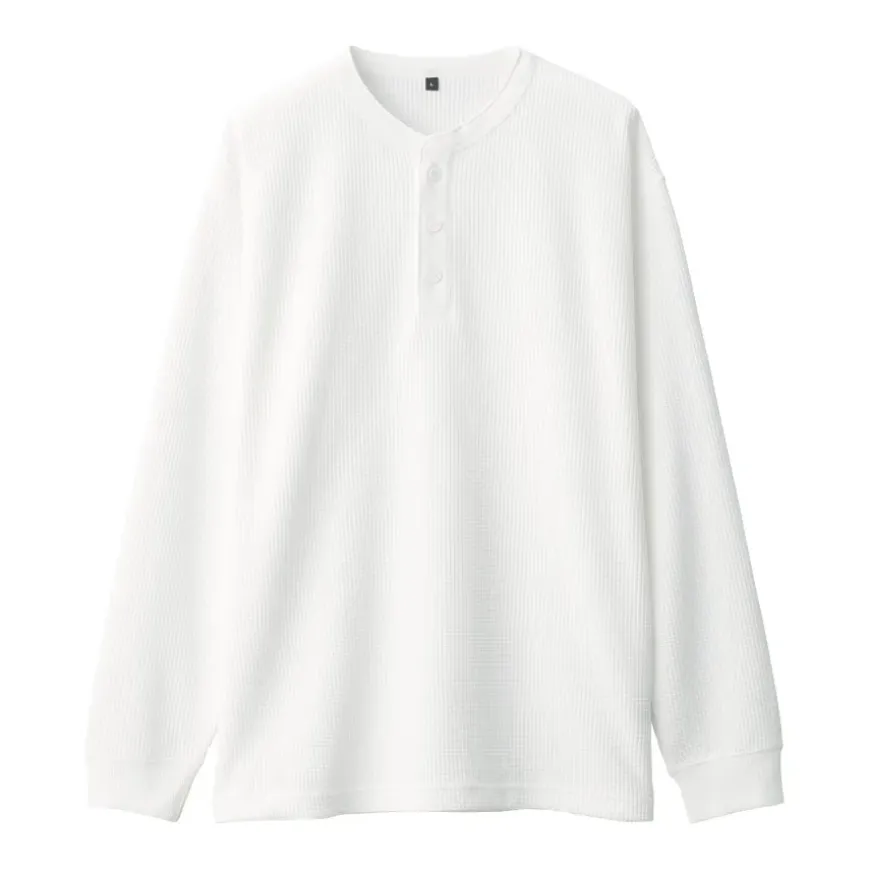 Men's UV Protection Waffle Henley Long-Sleeve T-Shirt