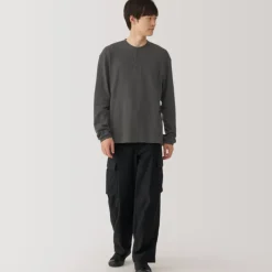 Men's Waffle Henley Neck Long Sleeve T-Shirt