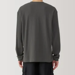 Men's Waffle Henley Neck Long Sleeve T-Shirt