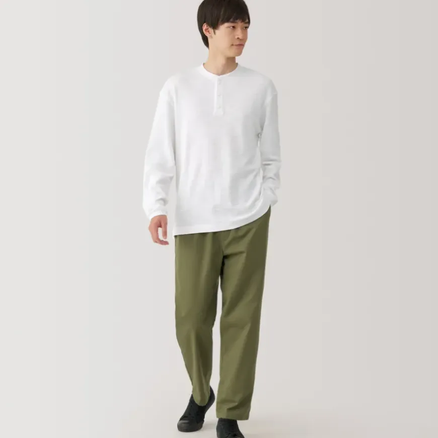 Men's Waffle Henley Neck Long Sleeve T-Shirt