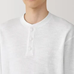 Men's Waffle Henley Neck Long Sleeve T-Shirt