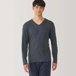 Men's Warm Cotton V-Neck Long Sleeve T-Shirt
