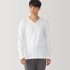 Men's Warm Cotton V-Neck Long Sleeve T-Shirt