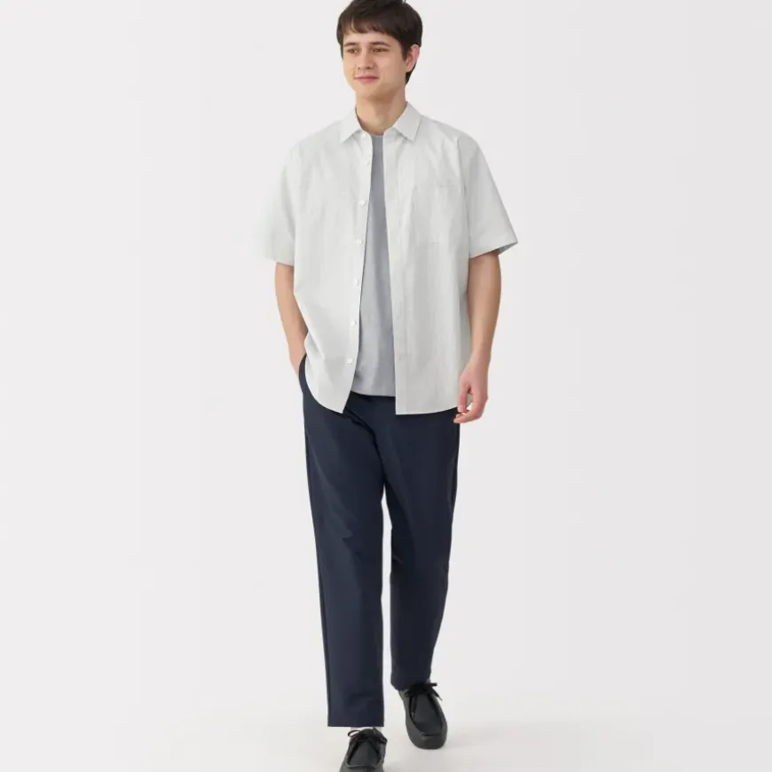 Men's Washed Broadcloth Short Sleeve Striped Shirt